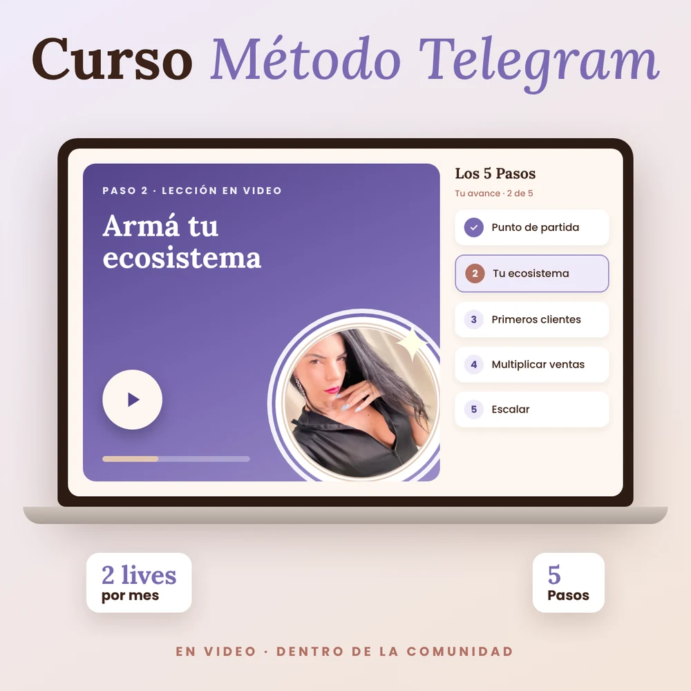 Curso Método Telegram: lección en video y los 5 Pasos